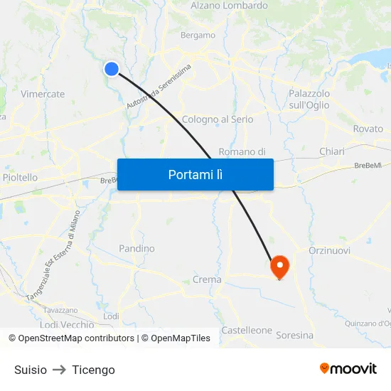 Suisio to Ticengo map