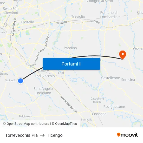 Torrevecchia Pia to Ticengo map