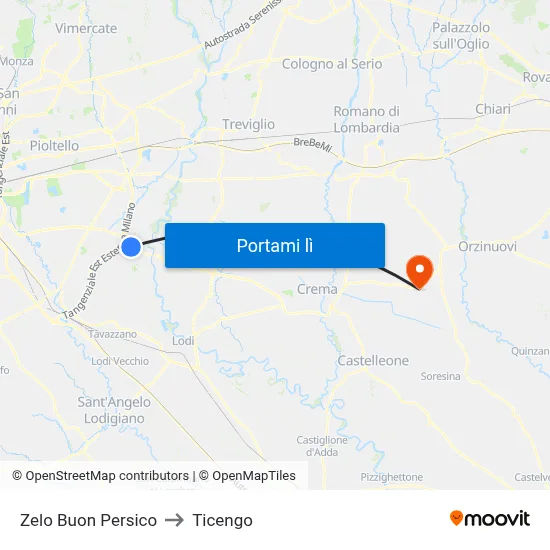 Zelo Buon Persico to Ticengo map