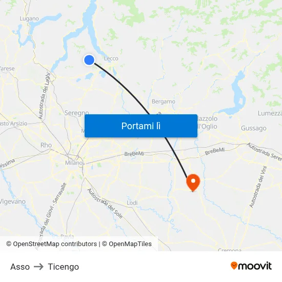Asso to Ticengo map