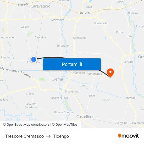 Trescore Cremasco to Ticengo map