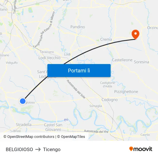 BELGIOIOSO to Ticengo map