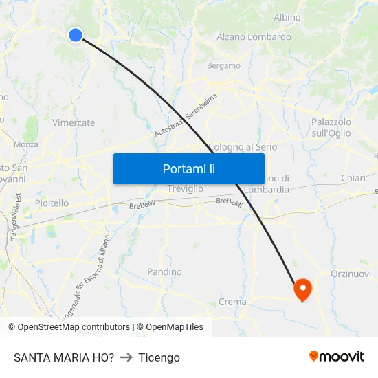 SANTA MARIA HO? to Ticengo map