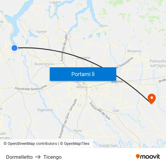 Dormelletto to Ticengo map