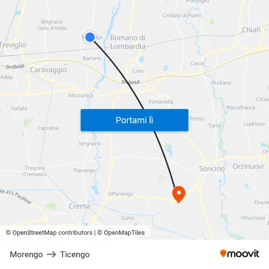 Morengo to Ticengo map