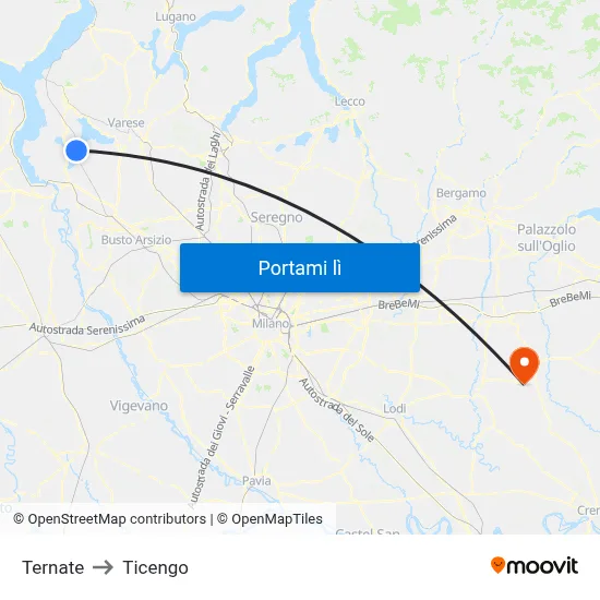 Ternate to Ticengo map