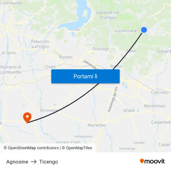 Agnosine to Ticengo map