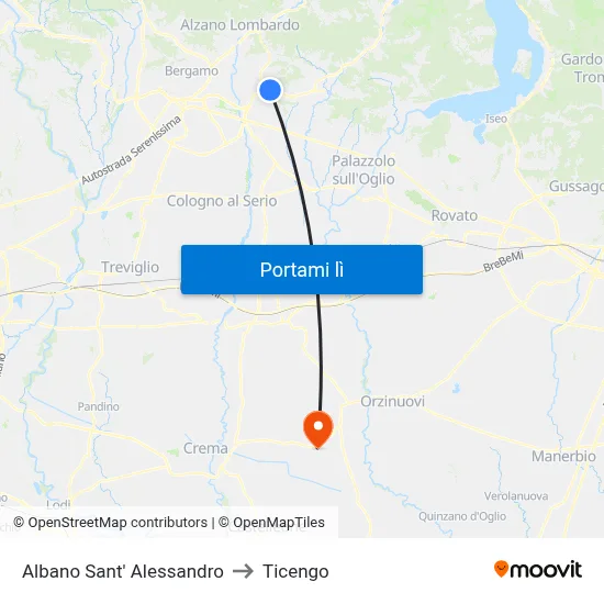 Albano Sant' Alessandro to Ticengo map