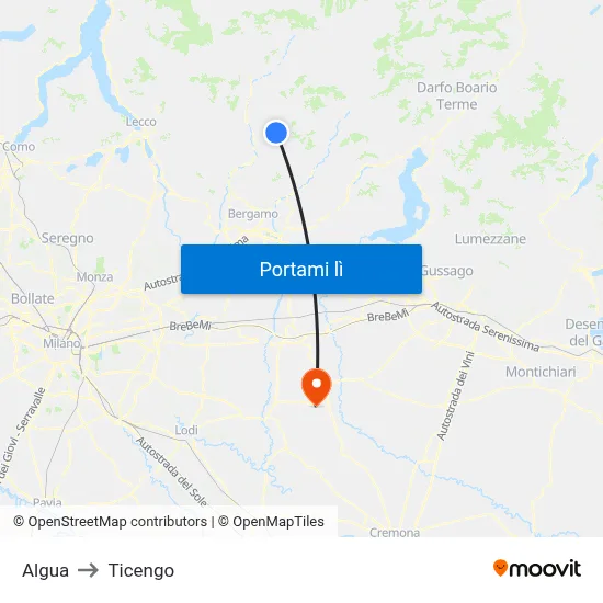Algua to Ticengo map