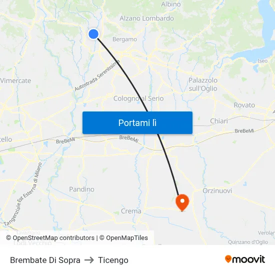 Brembate Di Sopra to Ticengo map