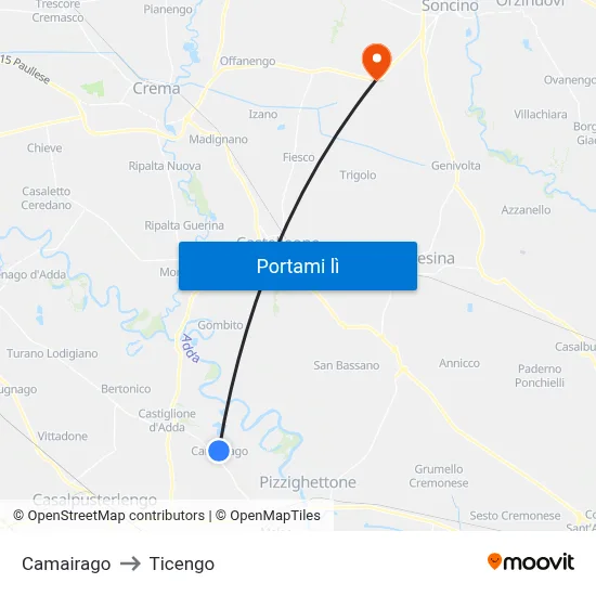 Camairago to Ticengo map