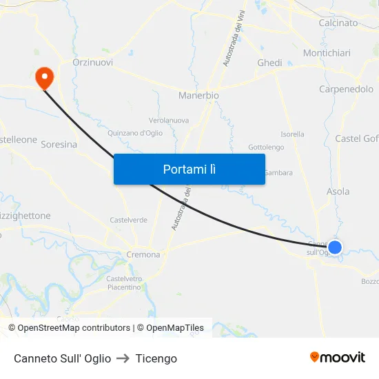 Canneto Sull' Oglio to Ticengo map