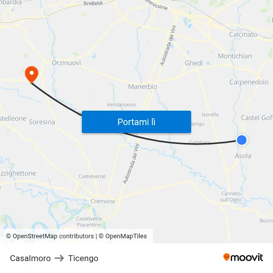 Casalmoro to Ticengo map