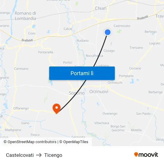 Castelcovati to Ticengo map