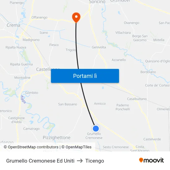 Grumello Cremonese Ed Uniti to Ticengo map
