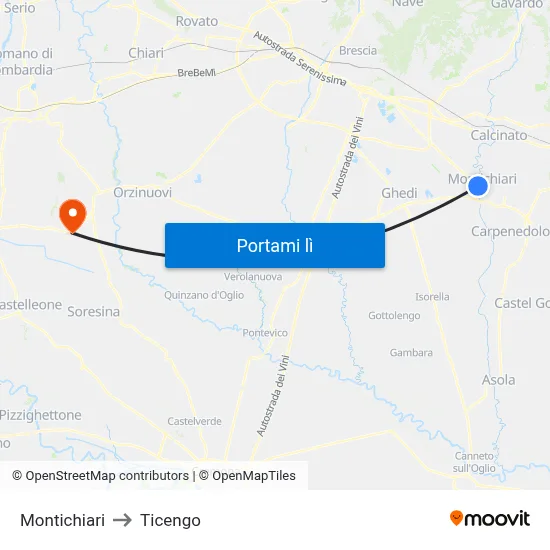 Montichiari to Ticengo map