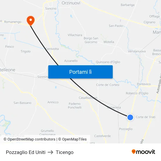 Pozzaglio Ed Uniti to Ticengo map