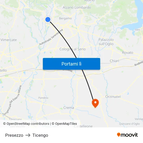 Presezzo to Ticengo map