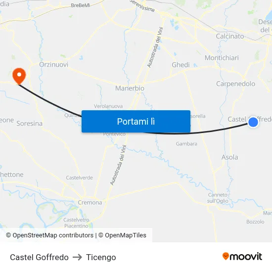 Castel Goffredo to Ticengo map