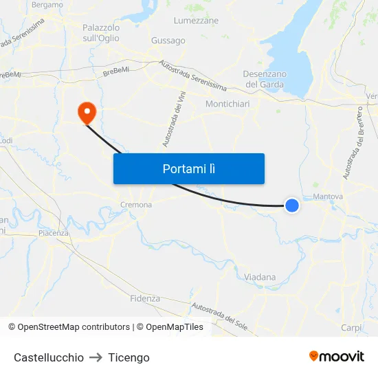 Castellucchio to Ticengo map