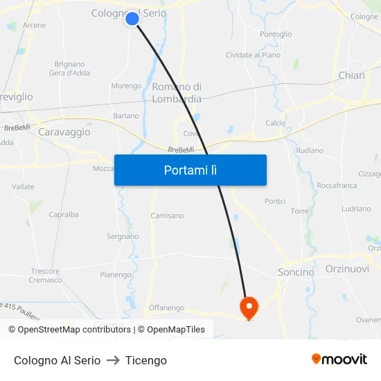 Cologno Al Serio to Ticengo map