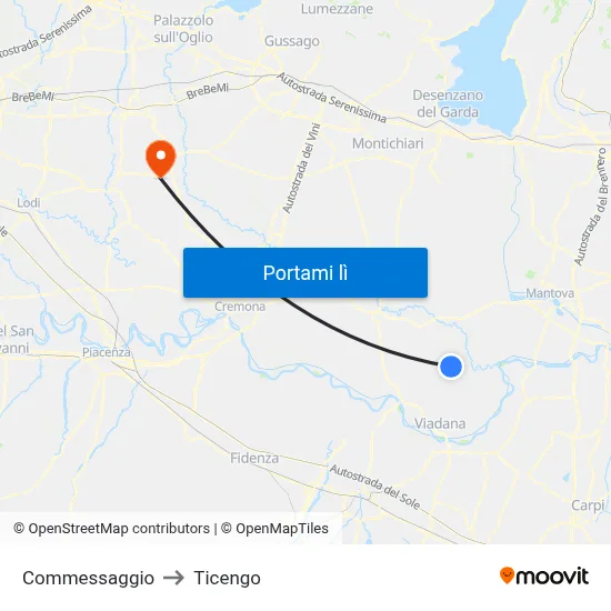 Commessaggio to Ticengo map