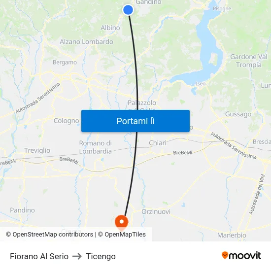 Fiorano Al Serio to Ticengo map