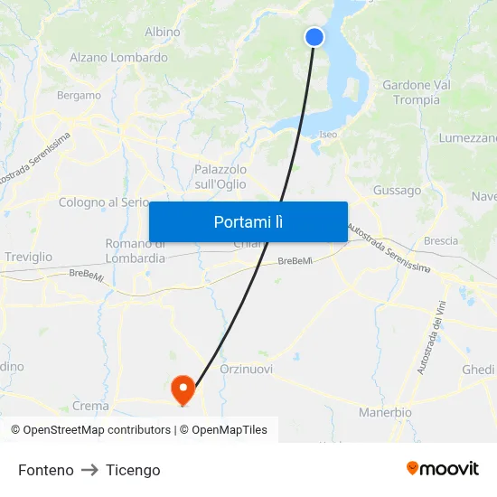 Fonteno to Ticengo map