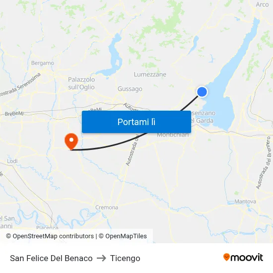 San Felice Del Benaco to Ticengo map