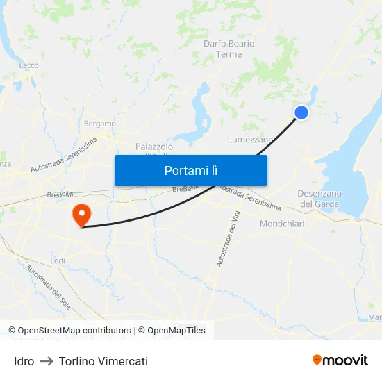 Idro to Torlino Vimercati map