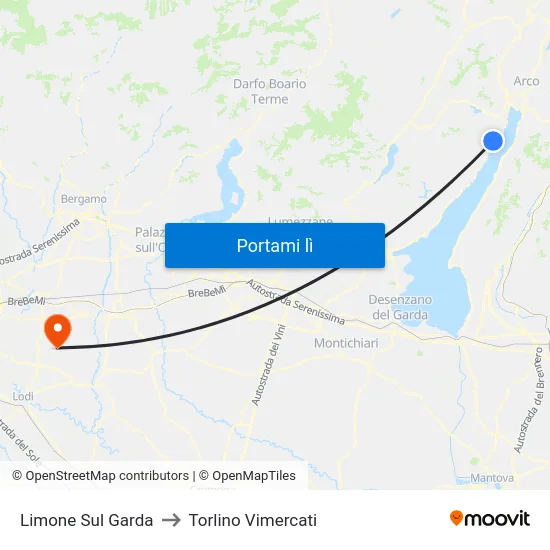Limone Sul Garda to Torlino Vimercati map