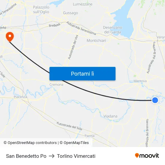 San Benedetto Po to Torlino Vimercati map