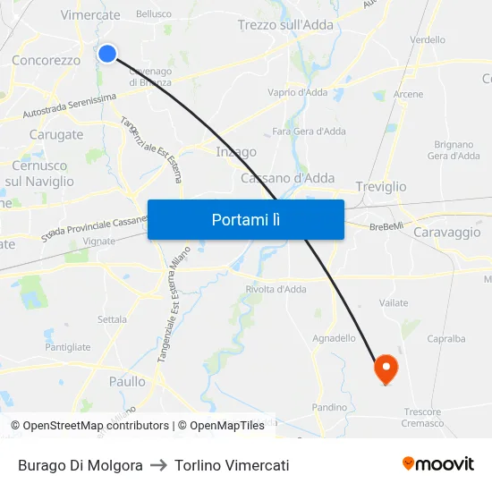 Burago Di Molgora to Torlino Vimercati map