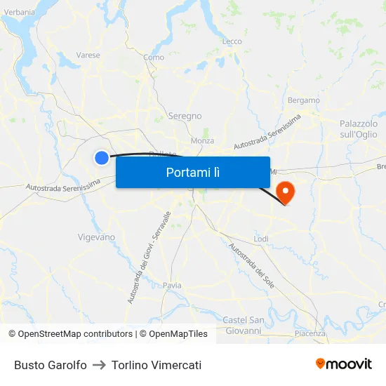 Busto Garolfo to Torlino Vimercati map