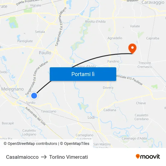 Casalmaiocco to Torlino Vimercati map