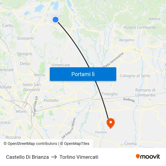 Castello Di Brianza to Torlino Vimercati map