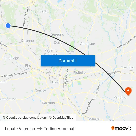 Locate Varesino to Torlino Vimercati map