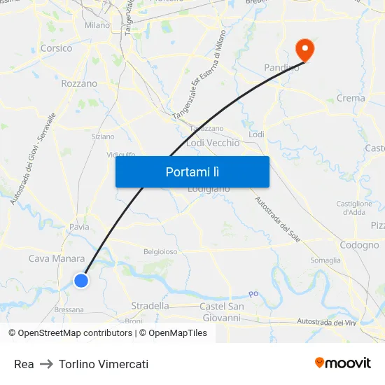 Rea to Torlino Vimercati map