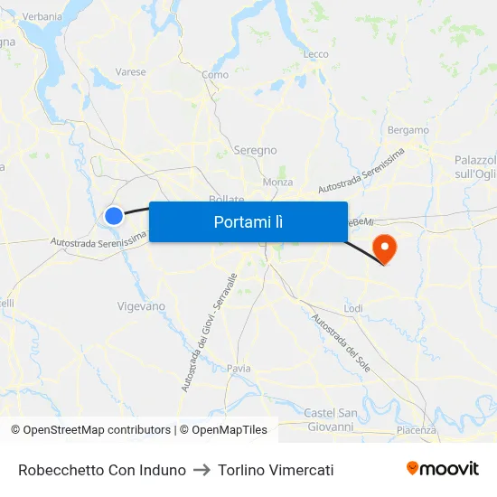 Robecchetto Con Induno to Torlino Vimercati map