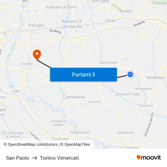 San Paolo to Torlino Vimercati map
