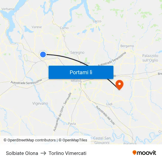 Solbiate Olona to Torlino Vimercati map