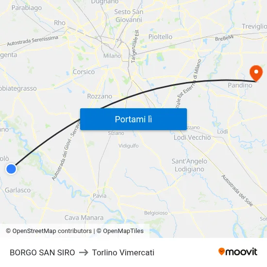 BORGO SAN SIRO to Torlino Vimercati map