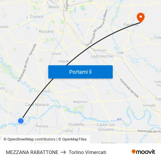 MEZZANA RABATTONE to Torlino Vimercati map