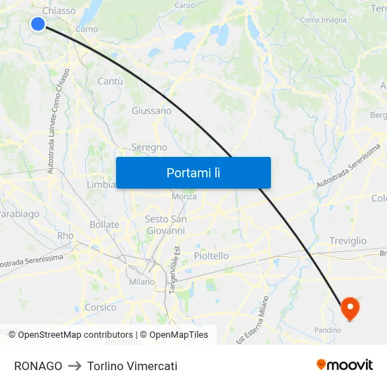 RONAGO to Torlino Vimercati map