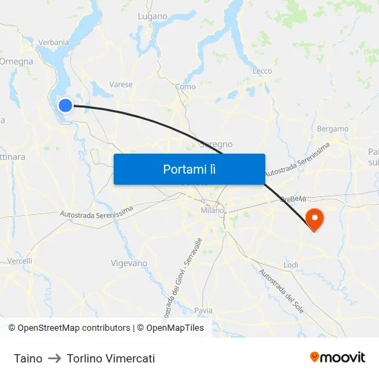 Taino to Torlino Vimercati map