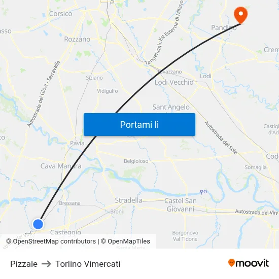 Pizzale to Torlino Vimercati map