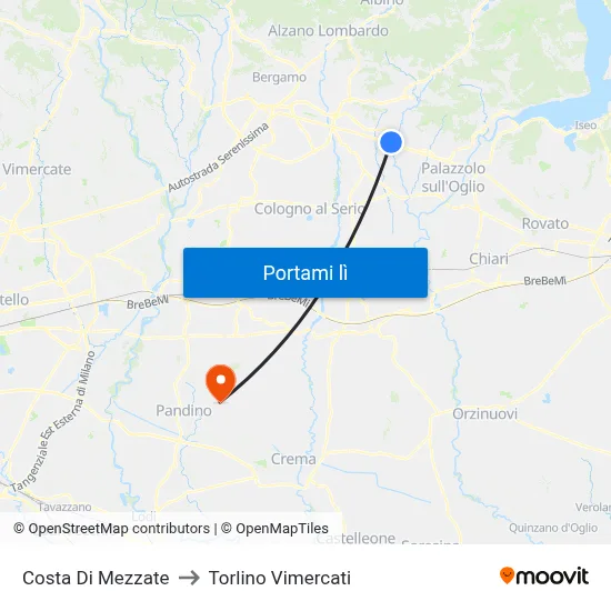 Costa Di Mezzate to Torlino Vimercati map