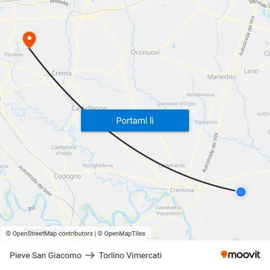Pieve San Giacomo to Torlino Vimercati map