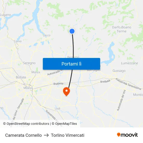 Camerata Cornello to Torlino Vimercati map