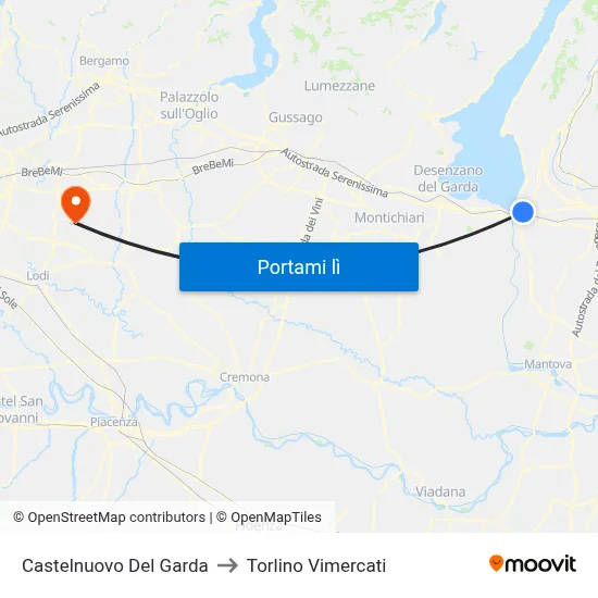 Castelnuovo Del Garda to Torlino Vimercati map